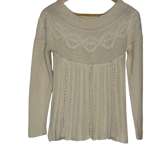Sigrid Olsen Women's Cream Off White Boat Neck Cotton Sweater Size Medium - Picture 2 of 7